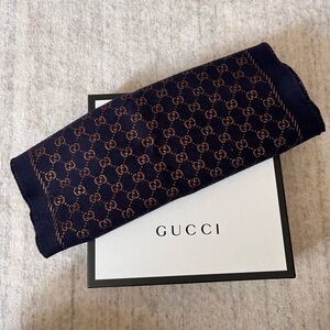 Gucci Metallic GG Wool Scarf